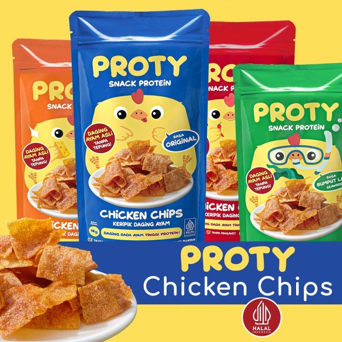 

TERPERCAYA PROTY Keripik Daging Ayam ASLI TANPA TEPUNG ( Chicken Chips ) 18g
