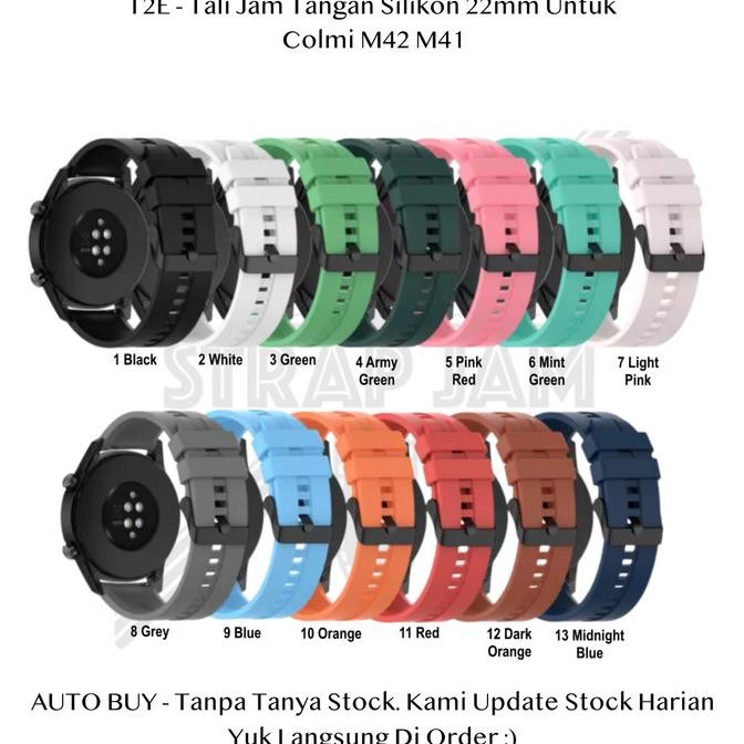T2E 22mm Strap Colmi M42 M41 - Tali Jam Silikon Rubber Pria Wanita