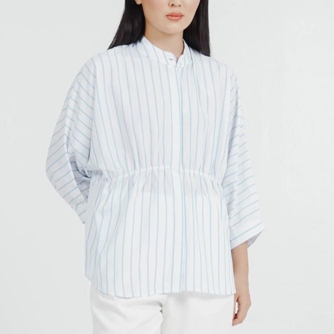 

BLUE- THIS IS APRIL BLOUSE WANITA GINERA STRIPE TOP - BLUE