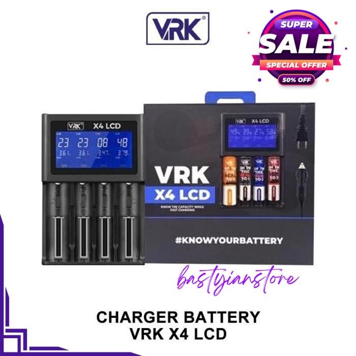 VRK X4 LCD - CHARGER VRK X4 LCD 4 SLOT CHARGER FAST CHARGING TERJAMIN BEST