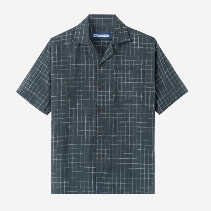 

BLUE- KEMEJA TENUE - SUMMER CLASSIC CAMP COLLAR SHORT SLEEVE SHIRT - NAVY BLUE SQUARE