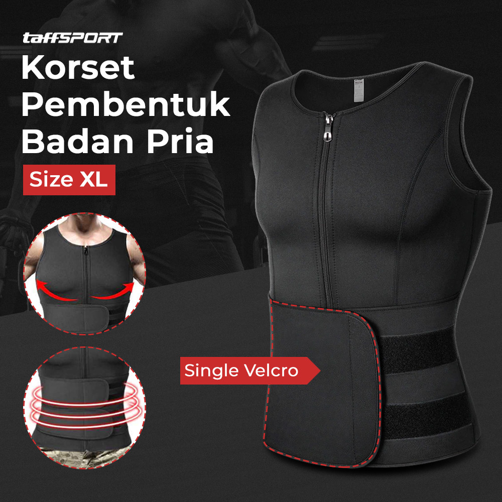 

- TaffSPORT Korset Pembentuk Badan Pria Shaper Corset Vest Single Velcro - MWL10 -