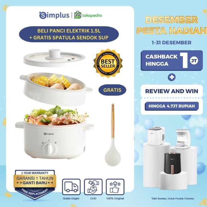 Simplus Panci Listrik Serbaguna Panci Elektrik Steamer Low Watt 630W