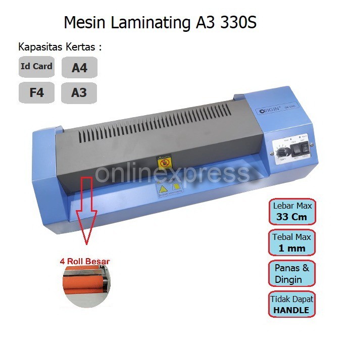 

BEBAS ONGKIR - Mesin Laminating Origin OR 330S / Laminating A3 / Alat Laminator