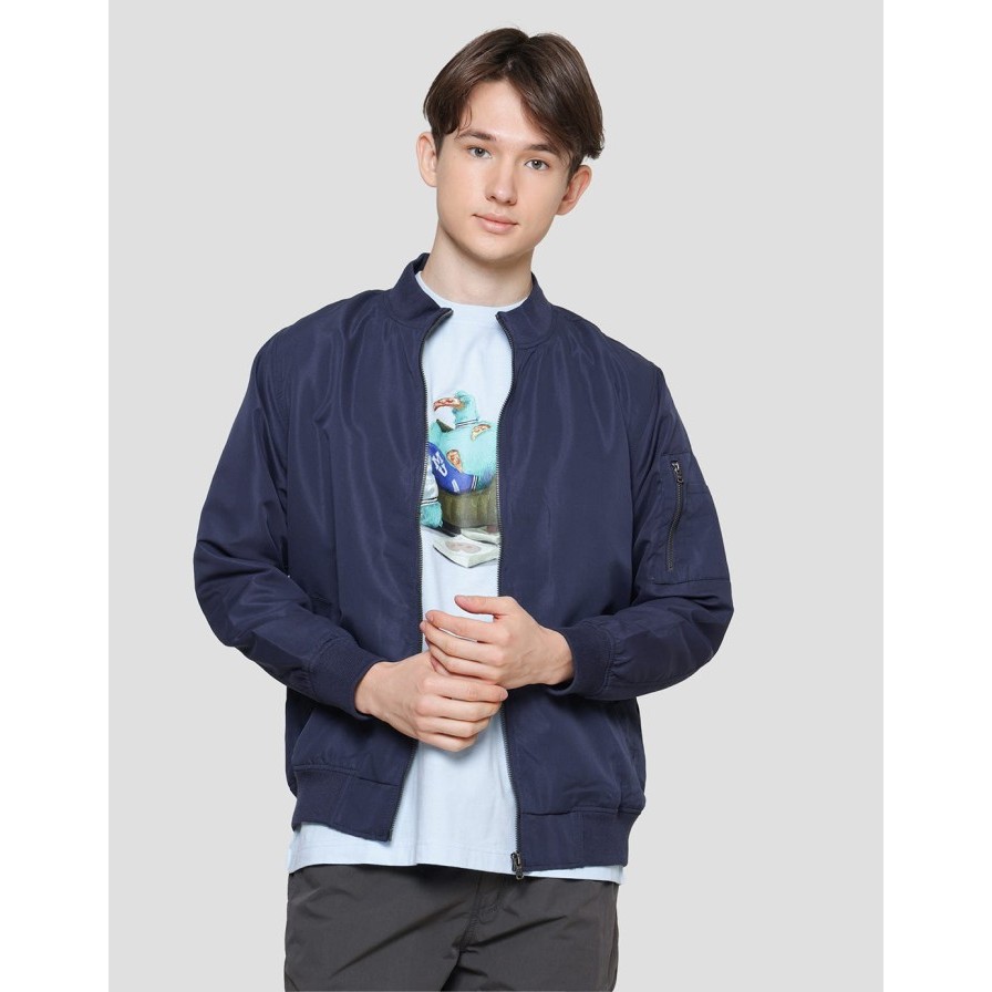 TERMURAH Nevada Woven With Zipper Jaket Pria 120999654 - NAVY BLUE, S