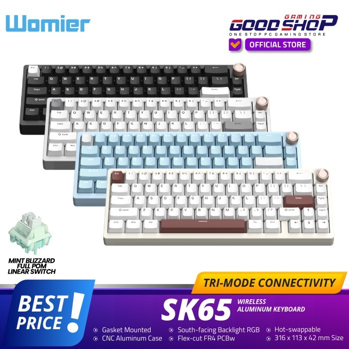 Womier SK65 65% Gasket Mounted Wireless Aluminum Keyboard