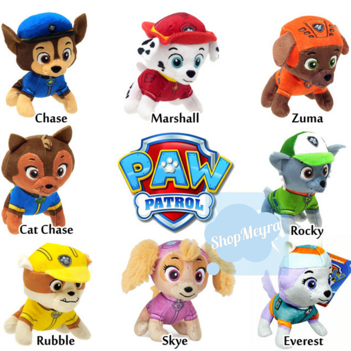 Boneka Paw Patrol Mini Plush Everest Rocky Marshall Skye Chase Rubble