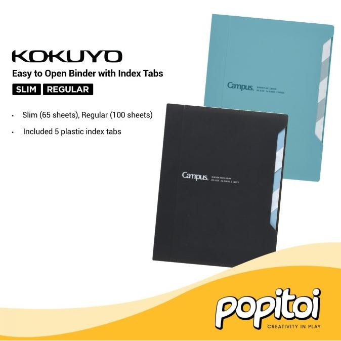 

Kokuyo Easy to Open Loose Leaf Binder w Index Tabs Aesthetic Slim