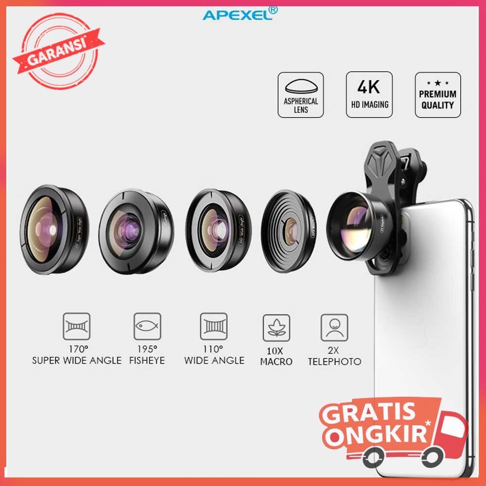 APEXEL Lensa Kamera Smartphone Universal Clip 5 in 1 Lens - APL-HB5