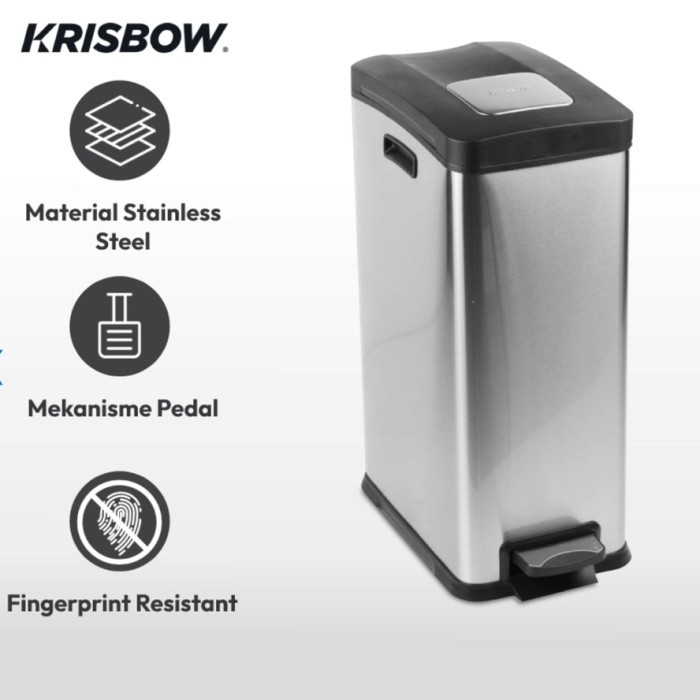 KRISBOW TEMPAT SAMPAH PEDAL INJAK 30 LITER STAINLESS STEEL