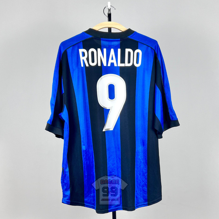 INTER MILAN 99/00 HOME ADULT JERSEY ORIGINAL - SIZE XL - NAMESET RONALDO 9 (REMAKE)