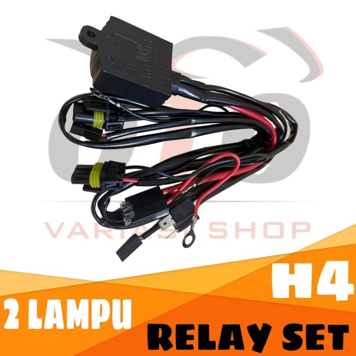 RELAY SET LAMPU MOTOR MOBIL LED & HID H4 HI LOW / BILED PROJECTOR