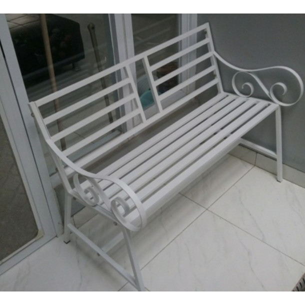 Kursi teras, kursi taman bahan besi- putih 100 cm - 120cm