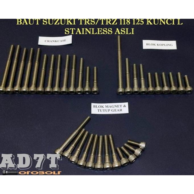 baut mesin suzuki trs trz kunci l stainless asli 