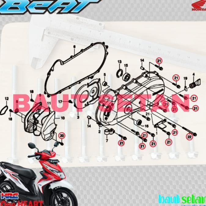 baut blok cvt honda beat esp (2012-2019) mode dua kunci 