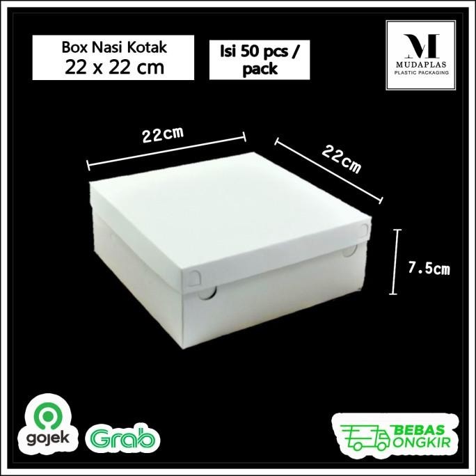 

Terlaris Box Nasi Kotak 22 x 22 cm / Kotak Nasi / Dus TPS Box - Isi 50 lembar COD