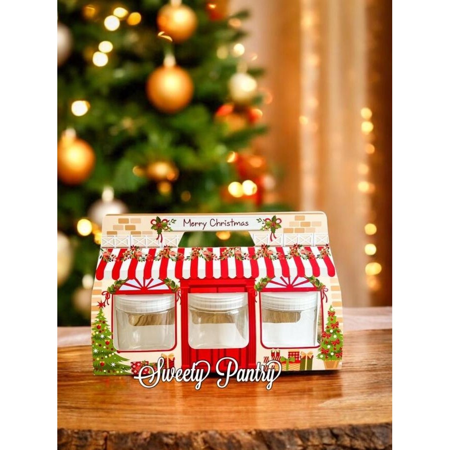 

Terlaris CHRISTMAS STORE - Box hampers natal kotak packaging Sleeve jar isi 3 uk 500-600 ml COD