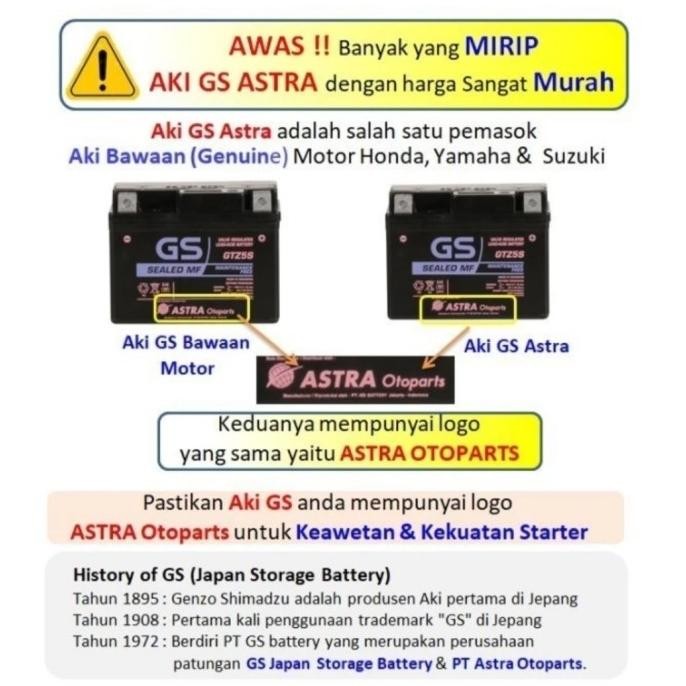 Aki Motor Original GS ASTRA GTZ4V