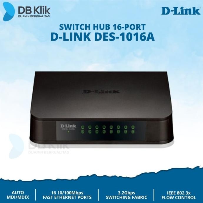 Switch - Switch Hub D-Link DLink 16 Port 10/100 DES 1016A