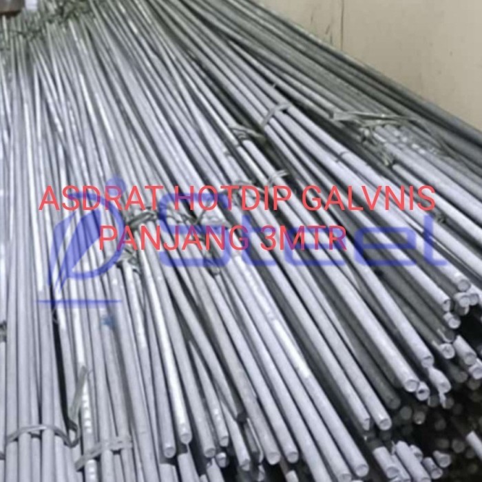 Besi As Drat Galvanis SS400 M10 x 3M Long Drat M10 Hotdip Galvanize