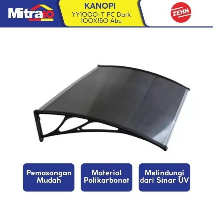 ZEHN KANOPI PINTU ABU-ABU GELAP / AWNING PC HOLLOW YY1000-T 100X150 ORIGINAL DAN TERPERCAYA
