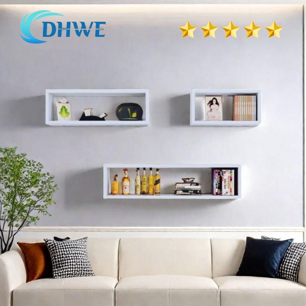 Dhwe Rak Dinding Persegi Panjang Penyimpanan Buku Album Foto Pajangan Rak Serbaguna Gratis Ongkir