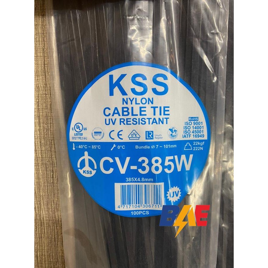 

KABEL TIES KSS UV RESISTANCE CV 385 TIE CABLE HITAM Size 385 x 4.8mm