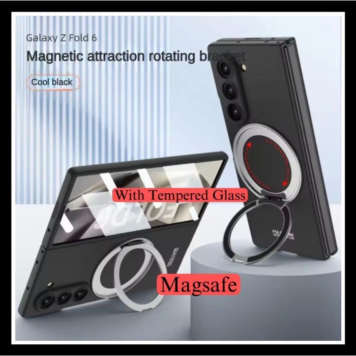 Samsung Galaxy Z Fold 6 Fold6 5G Spin Magsafe With Glass Original Case Hard Casing Ring Hardcase