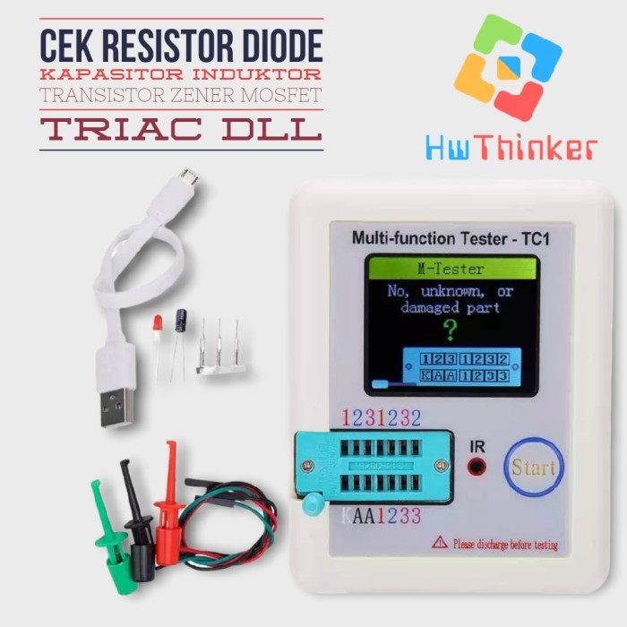 Multi-Function Tester Tc1 Lcr Esr Meter Transistor Zener Kapasitor