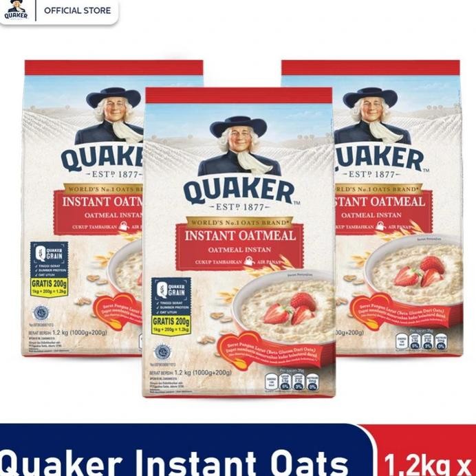 

Quaker Instant Oats/Oatmeal - 1200G Triple Pa