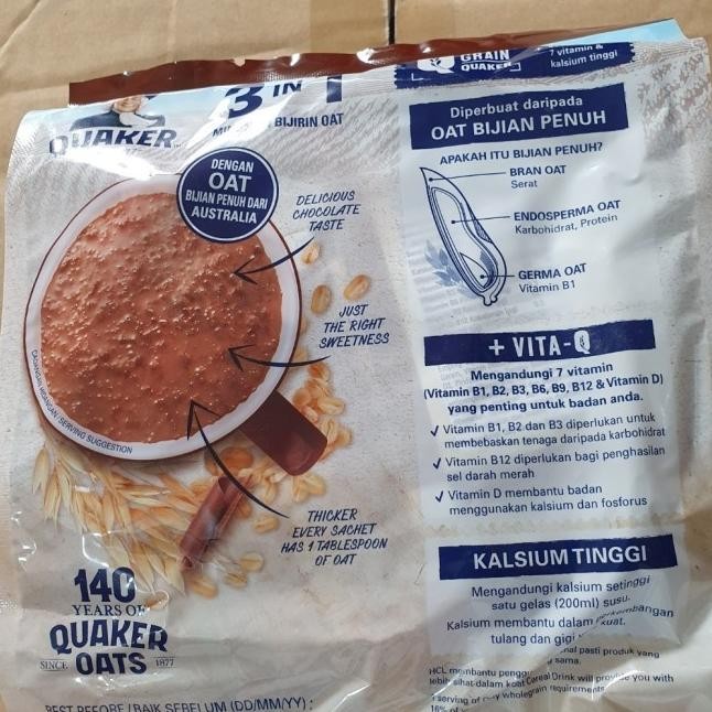 

Quaker 3 In 1 Coklat Oatmeal Oat Cereal Drink 15 Pcs Quakers Malaysia