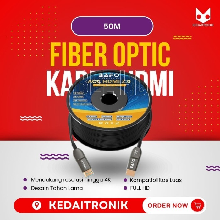 Original Kabel HDMI Fiber Optic BAFO 50M Cable 50 Meter Hdmi FO AOC