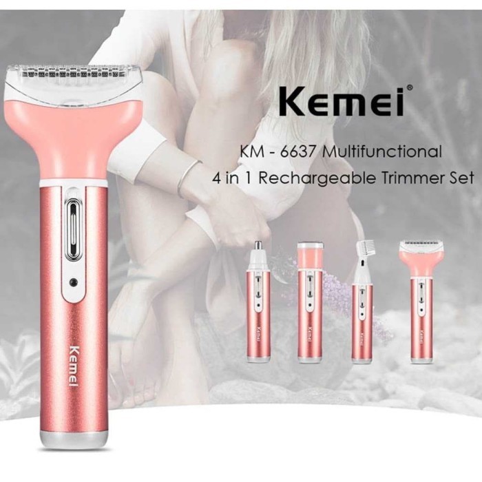 TERLARIS Kemei 4 in 1 Shaver Alat Cukur Rambut / Bulu Ketiak / Kaki / Kemaluan