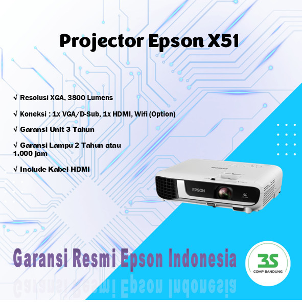 EPSON PROYEKTOR EB-X51 EB X51 EBX51 - EPSON PROJECTOR EB-X51