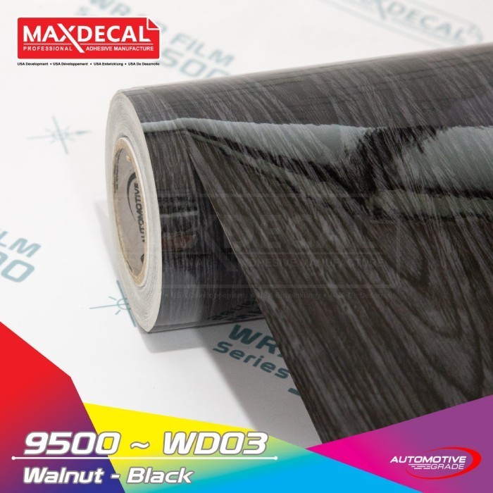 MAXDECAL 9500 WD03 Walnut Black Sticker Motif Kayu Hitam Gloss Premium