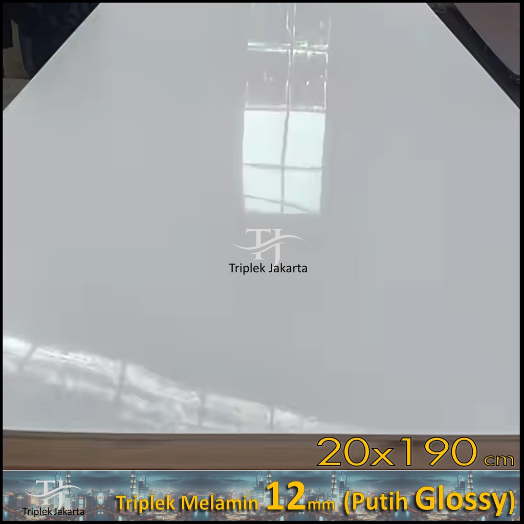 Melamin Putih GLOSSY 1 Muka 12mm 20x190 cm  | ISI 2 LEMBAR | Triplek Putih Glossy  12 mm 190x20 cm