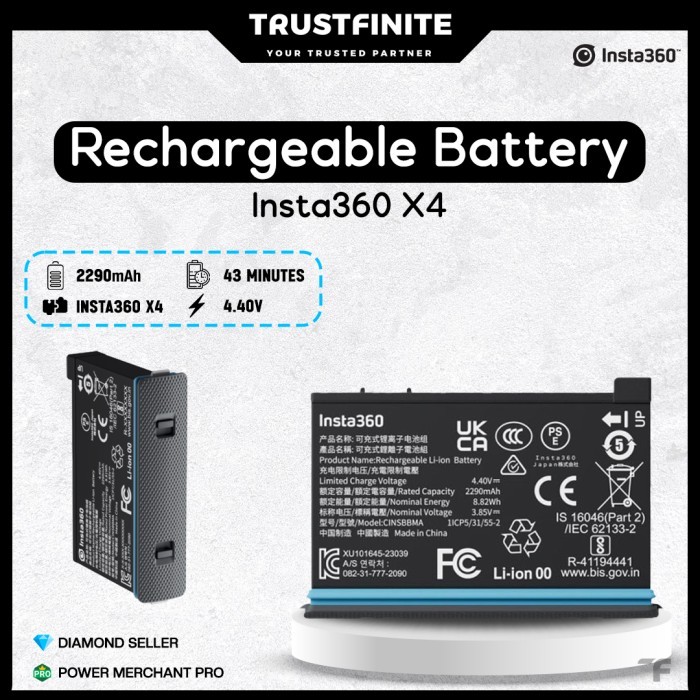 Insta360 X4 Rechargeable Battery / Baterai Insta 360 X4 Original