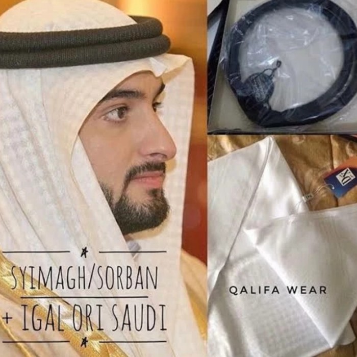 terlaris IGAL PREMIUM SAUDI (DEWASA & ANAK BAYI) Pengikat Kepala Surban Arafat Warna Hitam Emas Tali