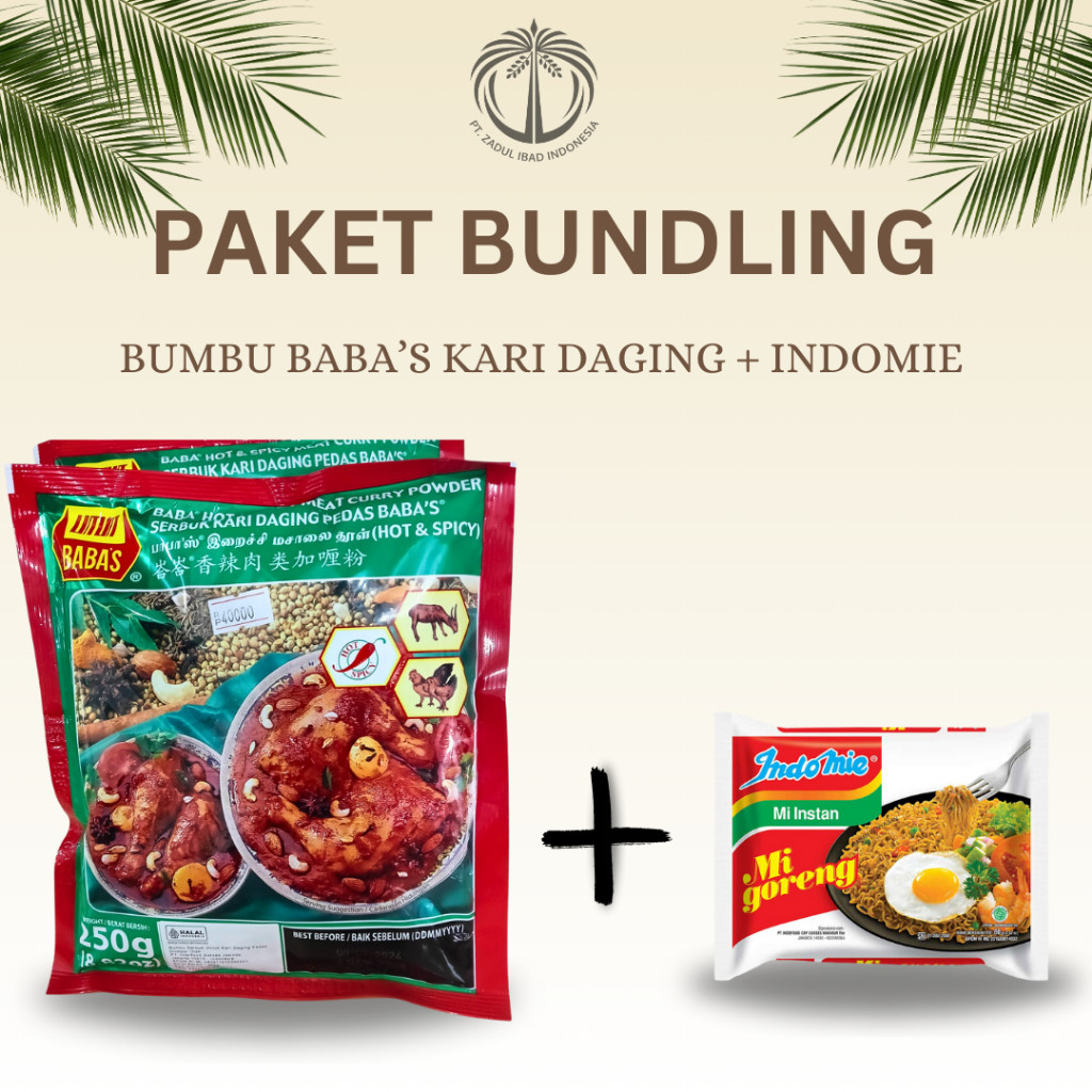 

BUNDLING BABA'S BUMBU KARI DAGING PEDAS 250GR + INDOMIE GORENG / BABAS HOT & SPICY MEET CURRY / BABA