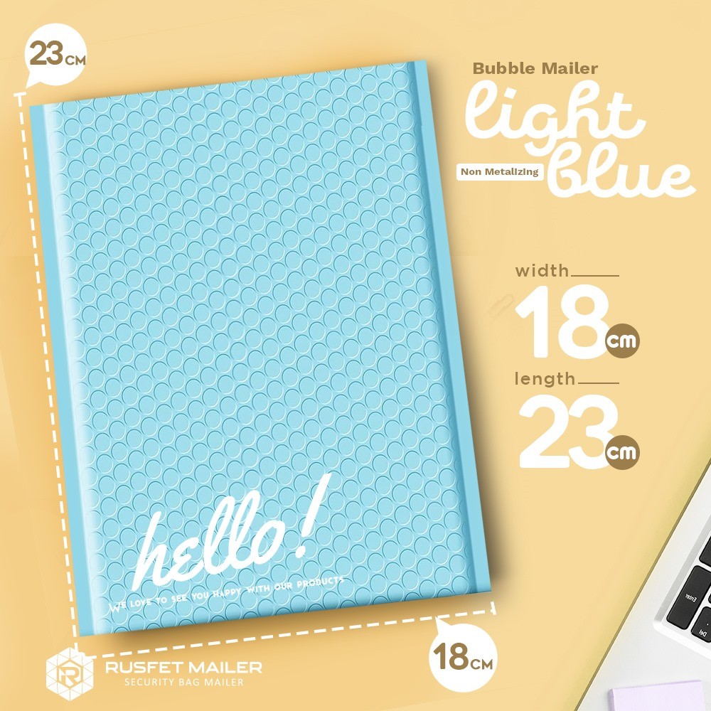Bubble Mailer Amplop Envelope Light Blue 18x23 Bubble Mailer Rusfet Packing Satuan