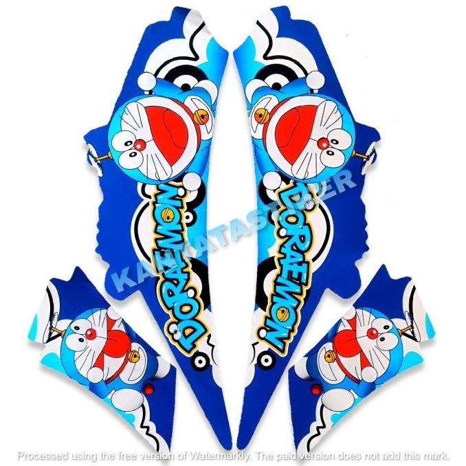 Terlaris Stiker / Striping Motor Fino Karbu Doraemon Biru