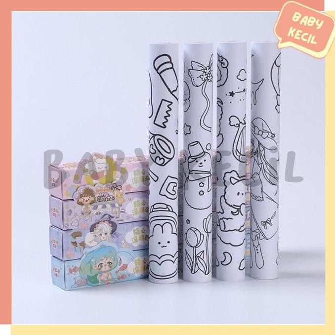 Terlaris Kertas Wallpaper Mewarnai Jumbo / Sticker Roll Kertas Mewarnai Stiker