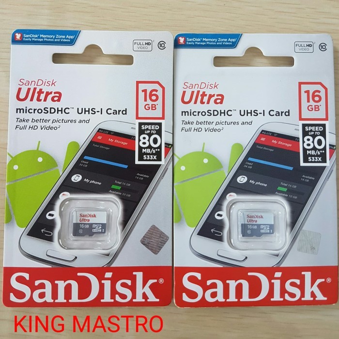 

TERBARU SANDISK ULTRA MICROSDHC UHS-I CARD (MEMORI HP) 16GB