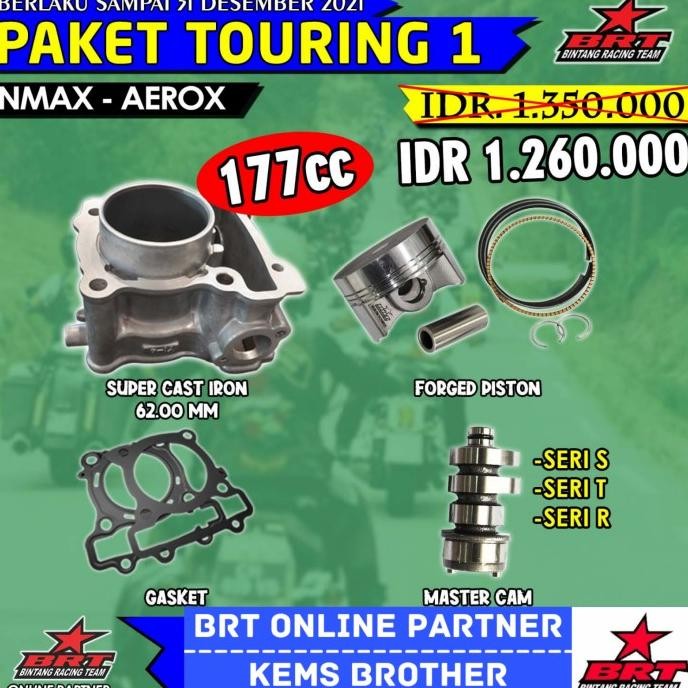 BLOK AEROX NMAX BRT PISTON 62 PLUS MASTERCAM TOURING 1