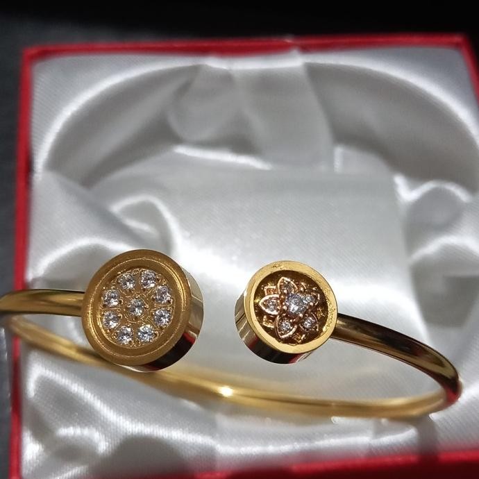 monggo] gelang kesehatan quantum pendant double diamond gold lotus