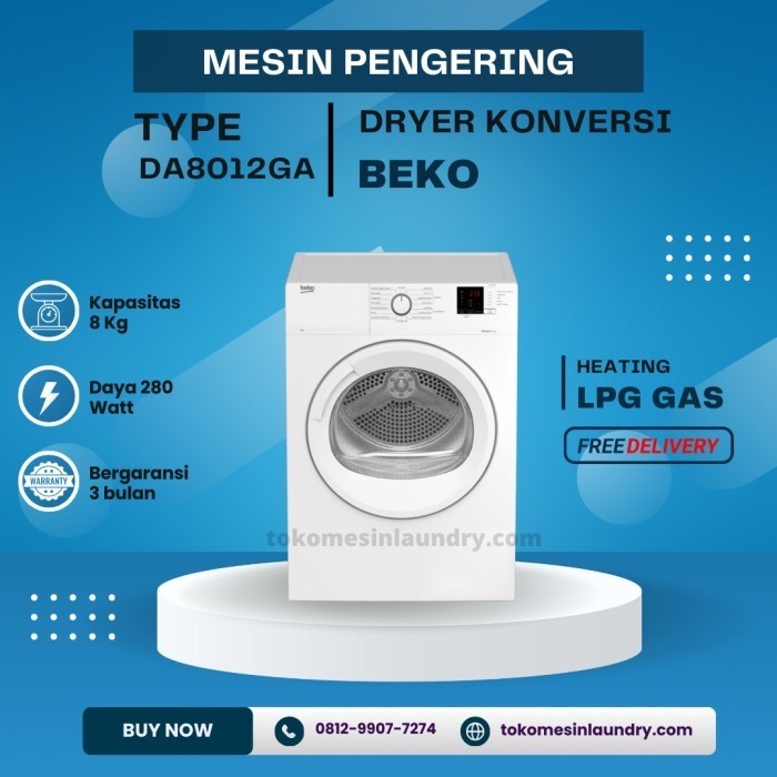 Newww Mesin Pengering Laundry Dryer Gas Beko - Kapasitas 8 Kg Free Ongkir