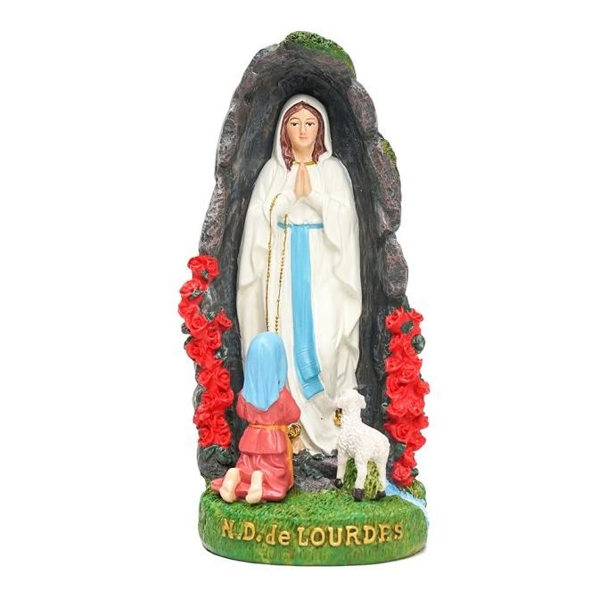 ><><><] Pajangan Patung Rohani Katolik Gua Maria Lourdes Mawar Halus 20cm