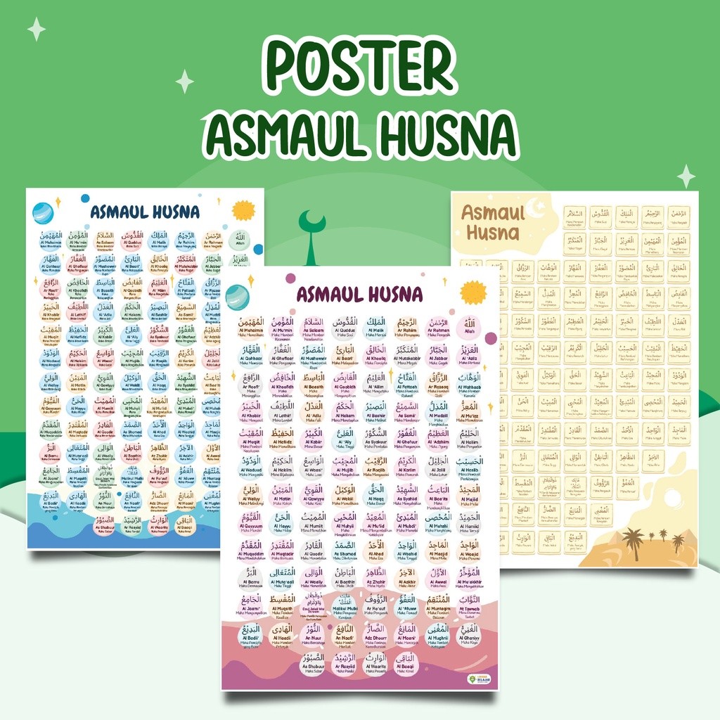 

Adaajaa Poster Asmaul Husna Nama Nama Allah SWT, Poster Edukasi, Poster Belajar untuk Anak Balita,