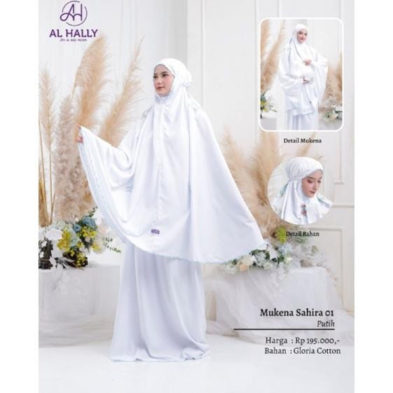 [Cod] Mukena Dewasa Bordir Al-Hally || Katun || Mukena Sahira 01 Putih