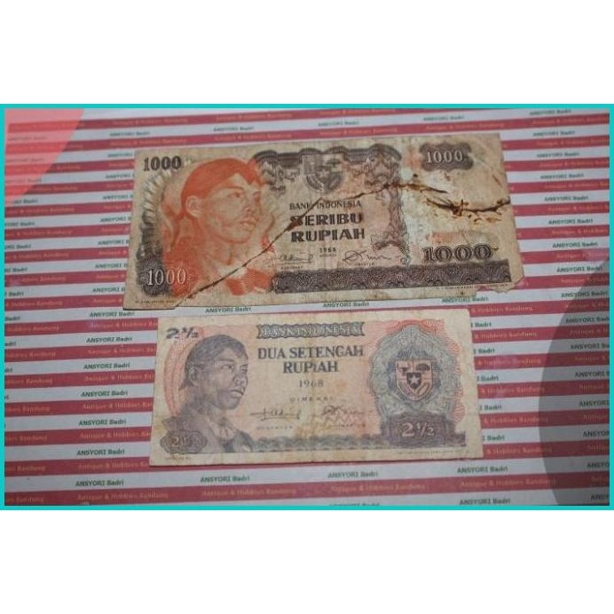 Uang Rp 1000 Dan Rp 2.5 Soedirman 1968 Borongan Iklan F003 11OKTZ4 too